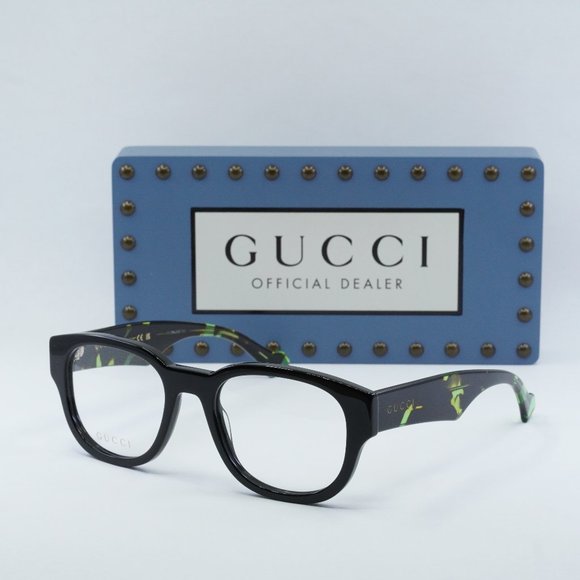 FINAL PRICE NEW GUCCI GG1429O 003 BLACK/GREEN HAVANA EYEGLASSES - Picture 1 of 9